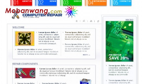 电脑配件修理公司网页模板