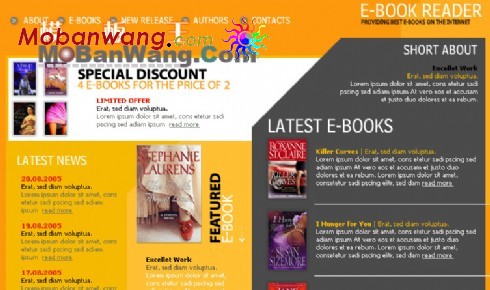 电子书籍阅读网页模板