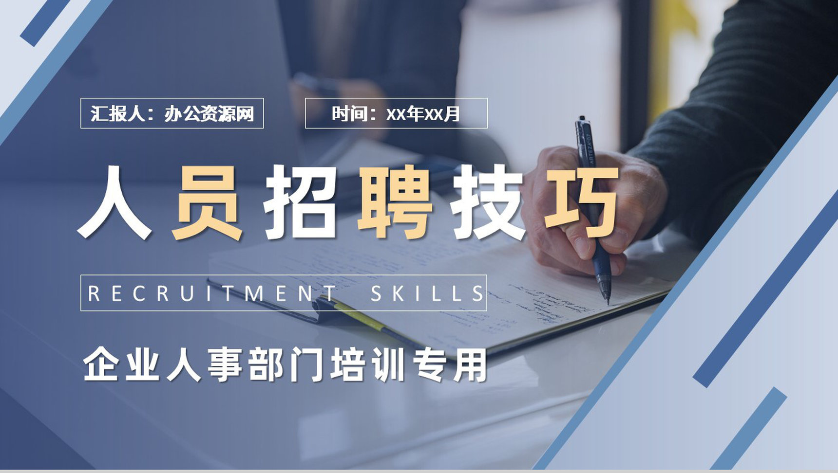 人员招聘技巧学习企业人事部门员工年度工作汇报PPT模板