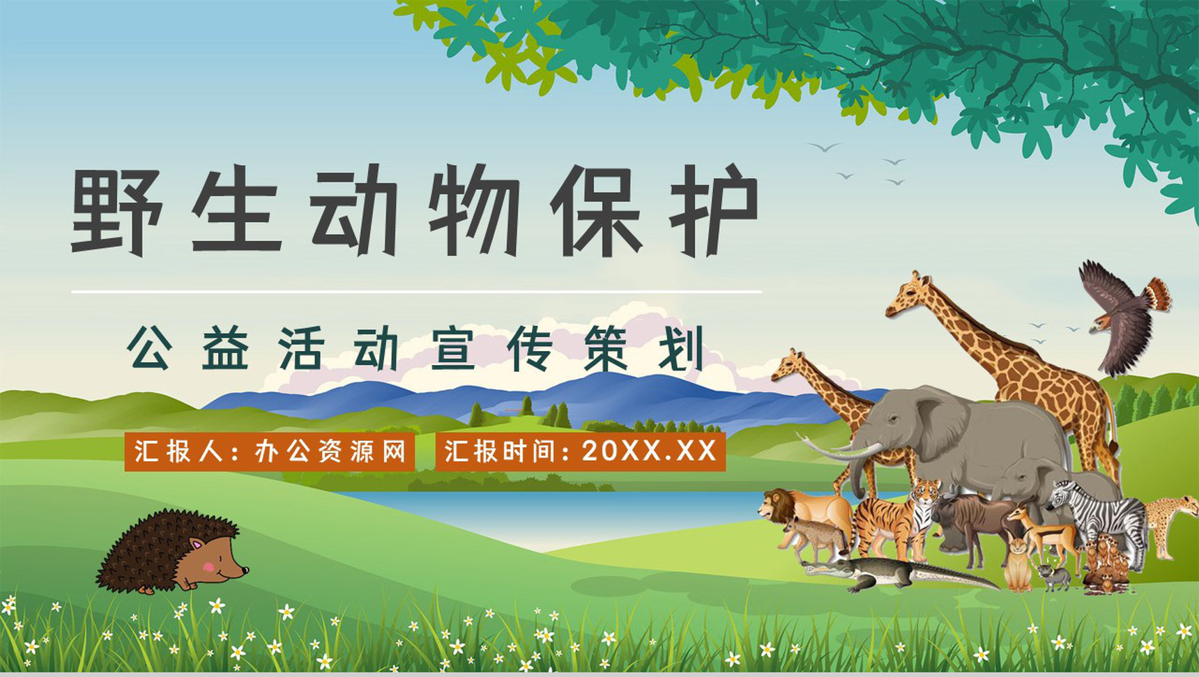 教育教学爱护野生动物保护动物公益活动宣传主题班会PPT模板