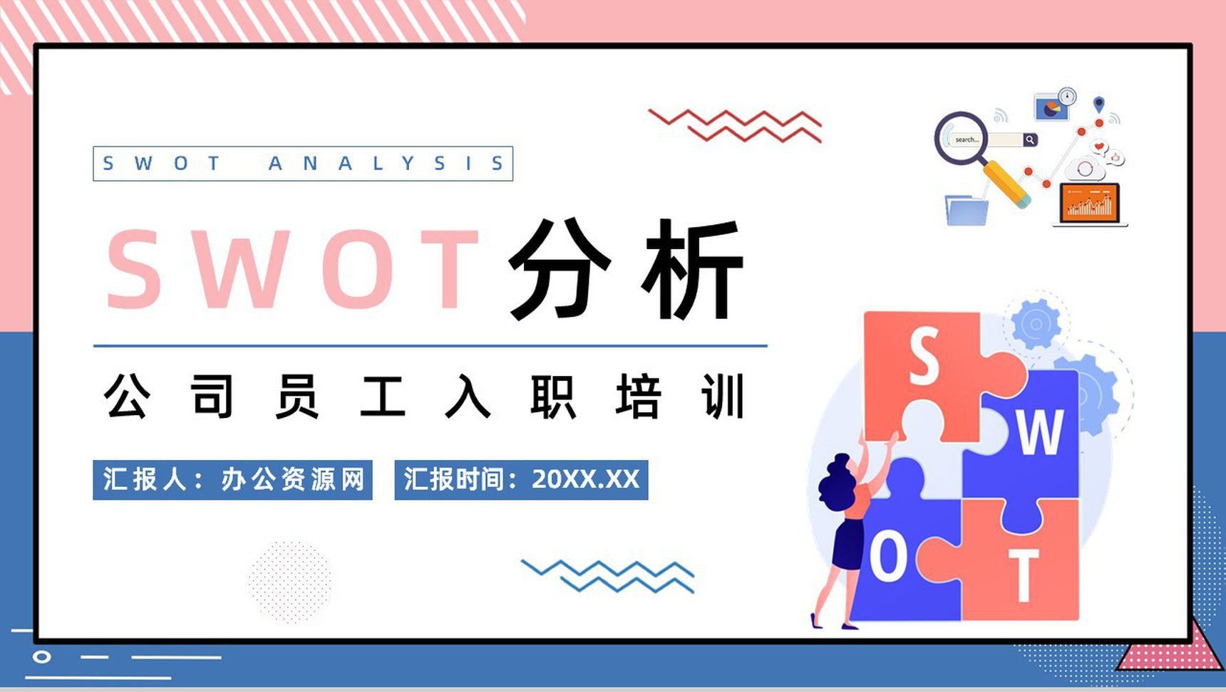 企业SWOT模型分析逻辑图表展示数据可视化通用PPT模板