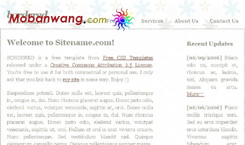 虚线边框雪花背景网页模板