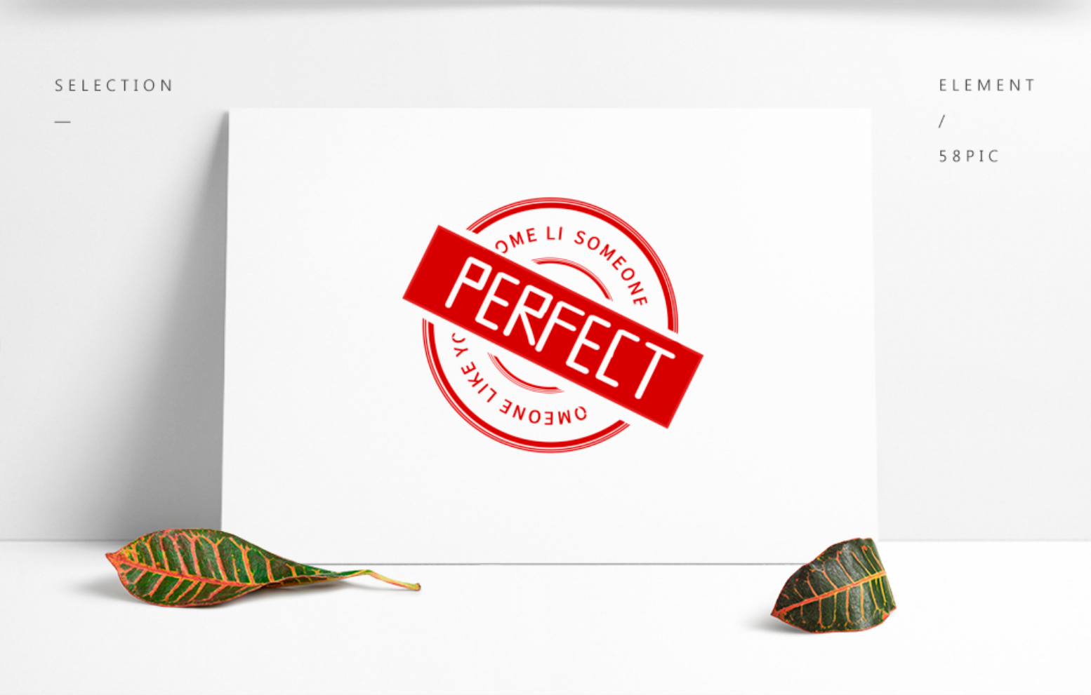 PERFECT英文红色印章边框装饰元素