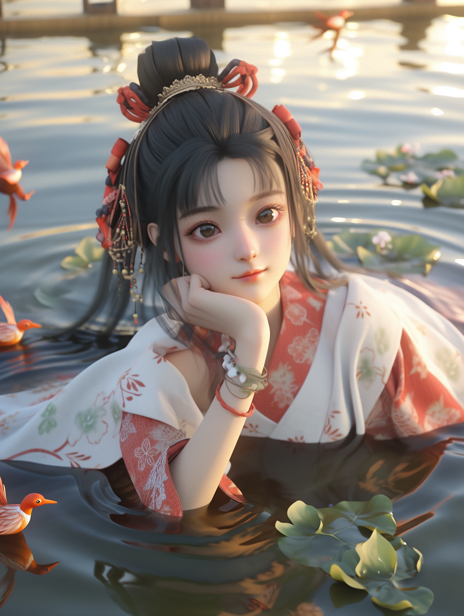 3D可爱国风美人图片免费下载