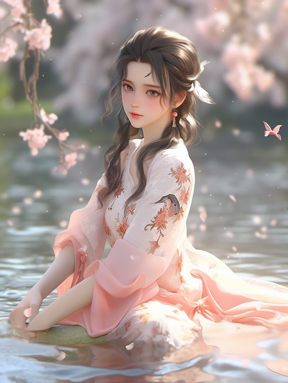 AI绘画国风美人图片