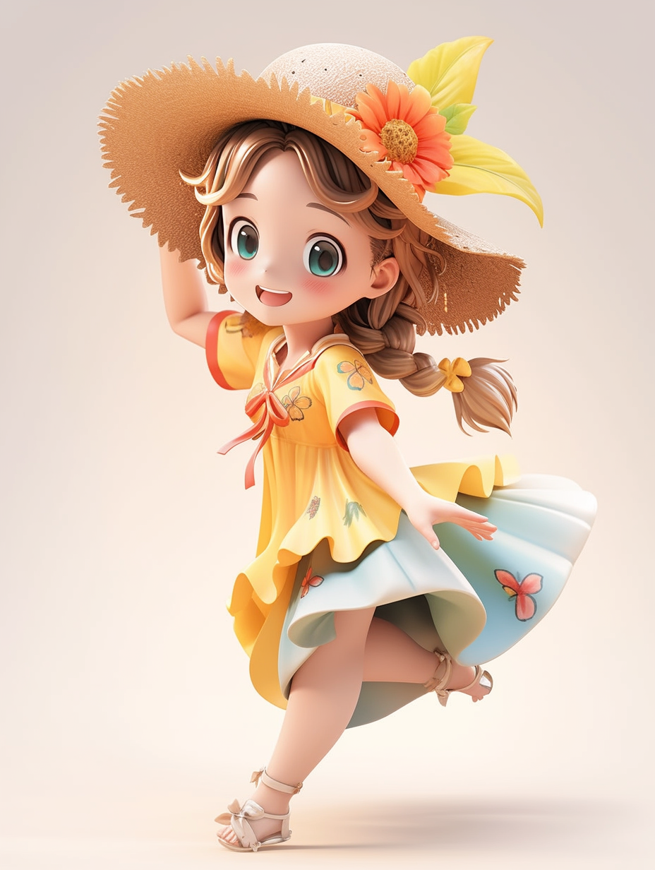 3D可爱迪士尼风格小女孩图片免费下载