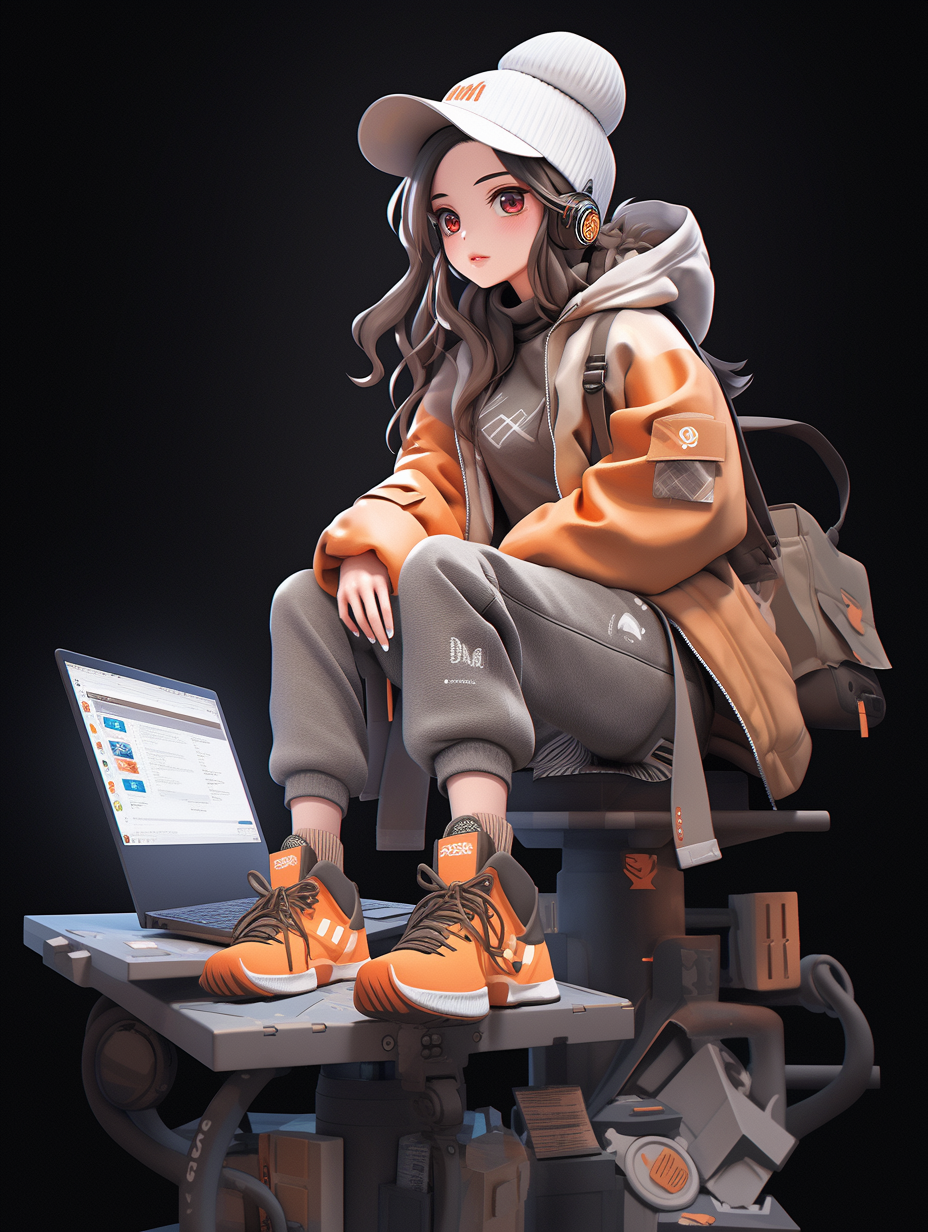 AI生成3D互联网工作者女孩照片免费下载