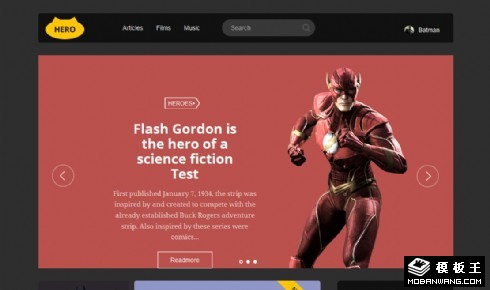 超级英雄功能组件响应式网页模板