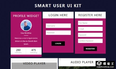 智能用户UIKIT组件响应式网页模板