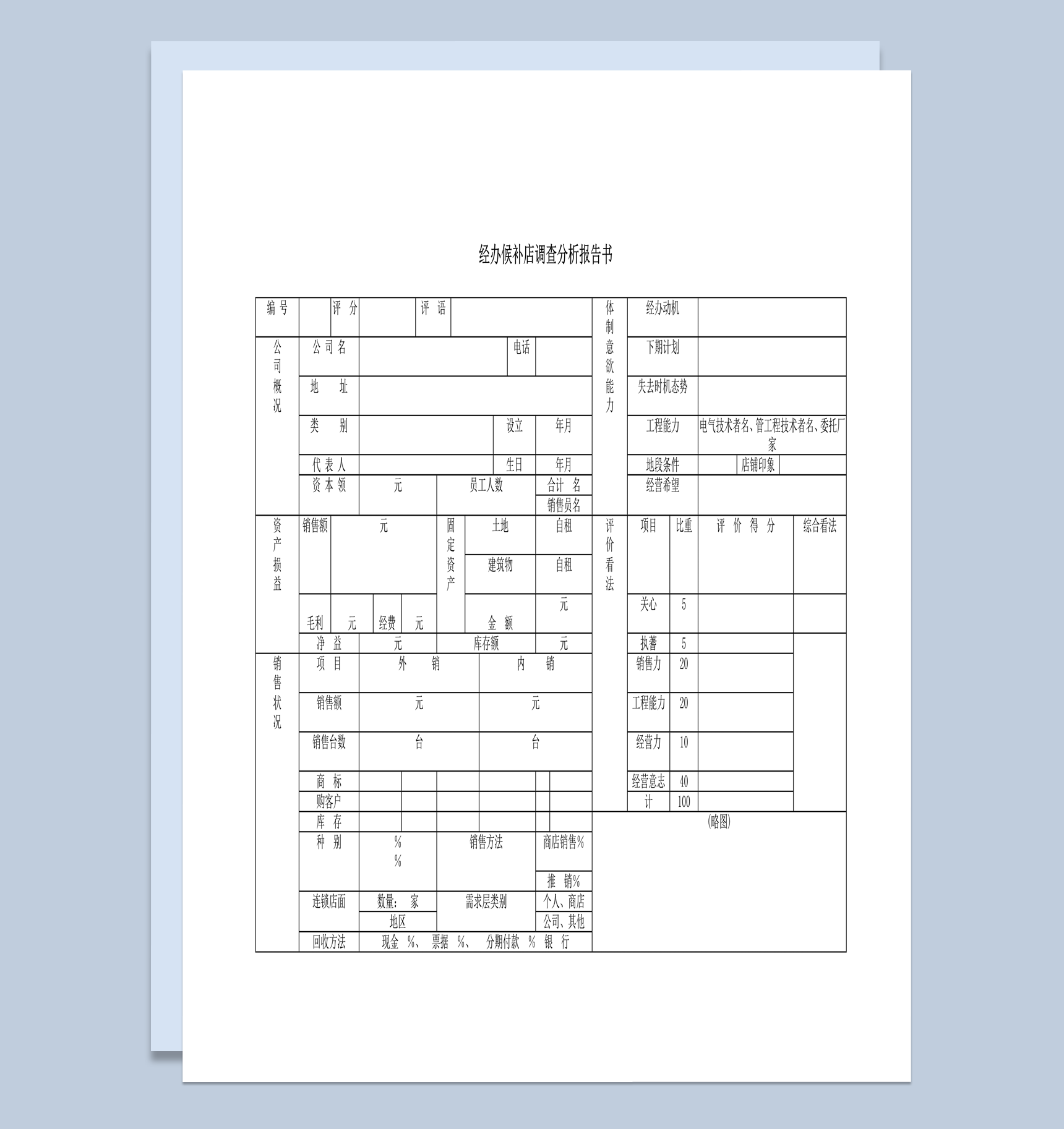 经办候补店调查分析报告书word模板