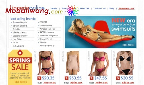 女性内衣网上销售网站模板