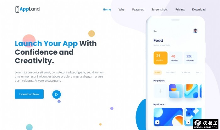 手机APP界面服务展示网页模板