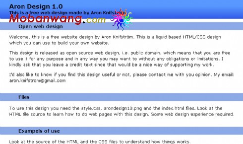 简单蓝色导航简介网页模板