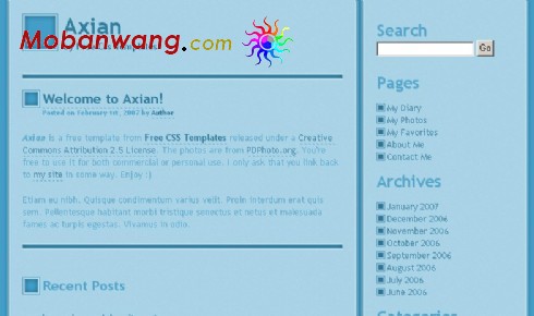 阿贤卡通蓝个人网页模板