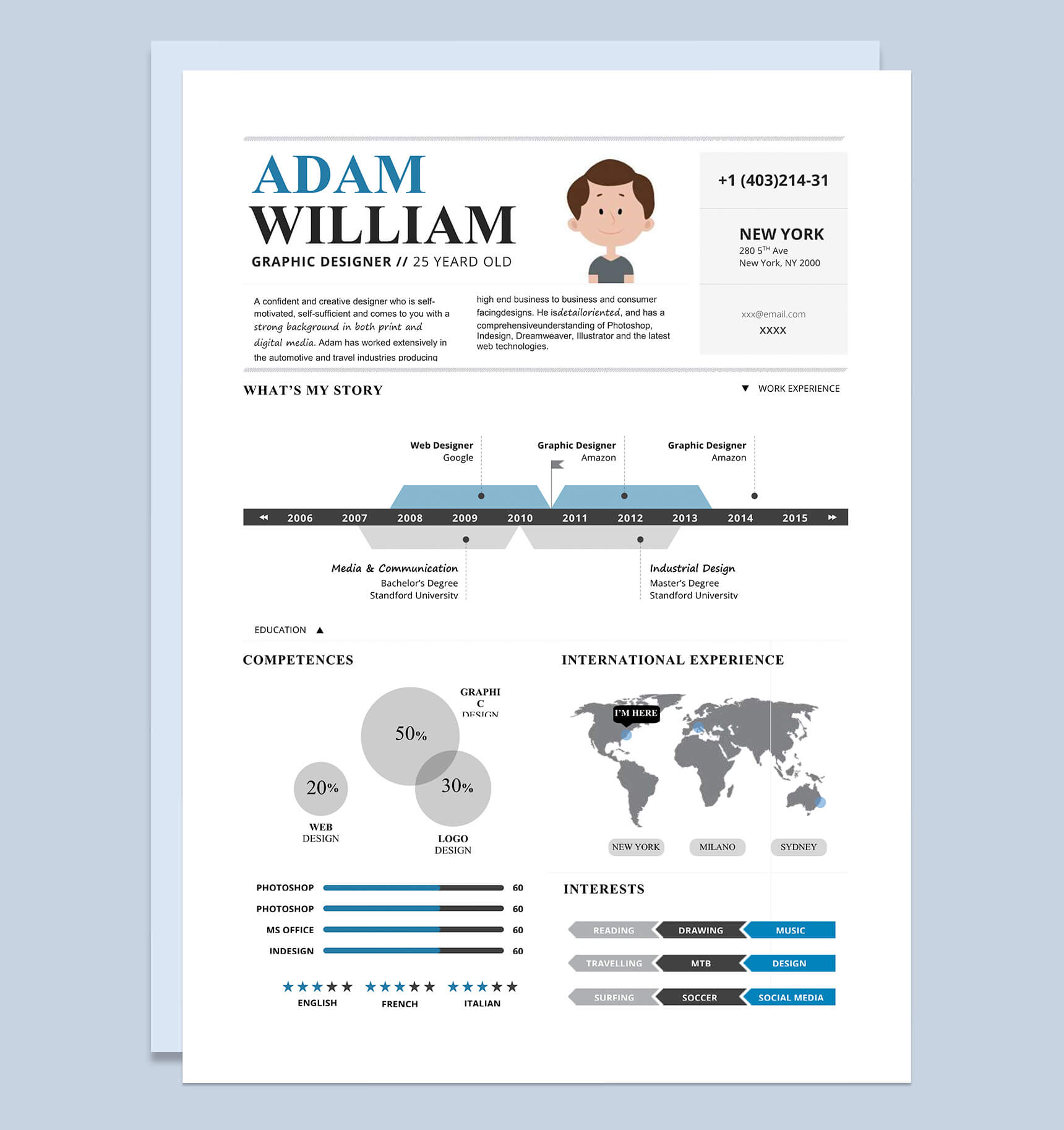 时尚现代商务风格求职简历Word模板