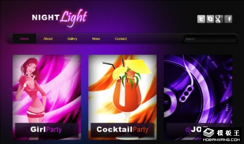 夜灯光派对娱乐网页模板