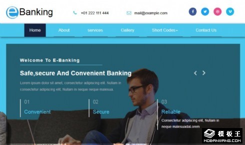 网络金融服务团队展示响应式网页模板