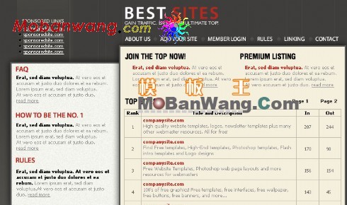 网站排行网页模板
