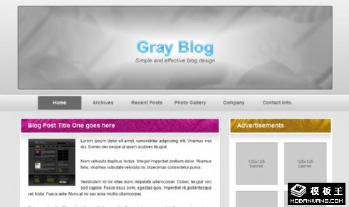 银灰渐变信息BLOG网页模板