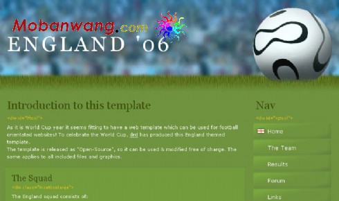 英式足球网页模板