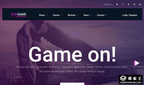 紫色游戏动态推荐响应式网页模板