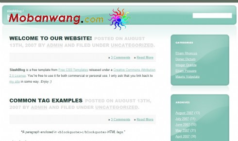 绿色反光BLOG网页模板