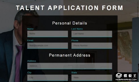 人才申请登记表单响应式网页模板