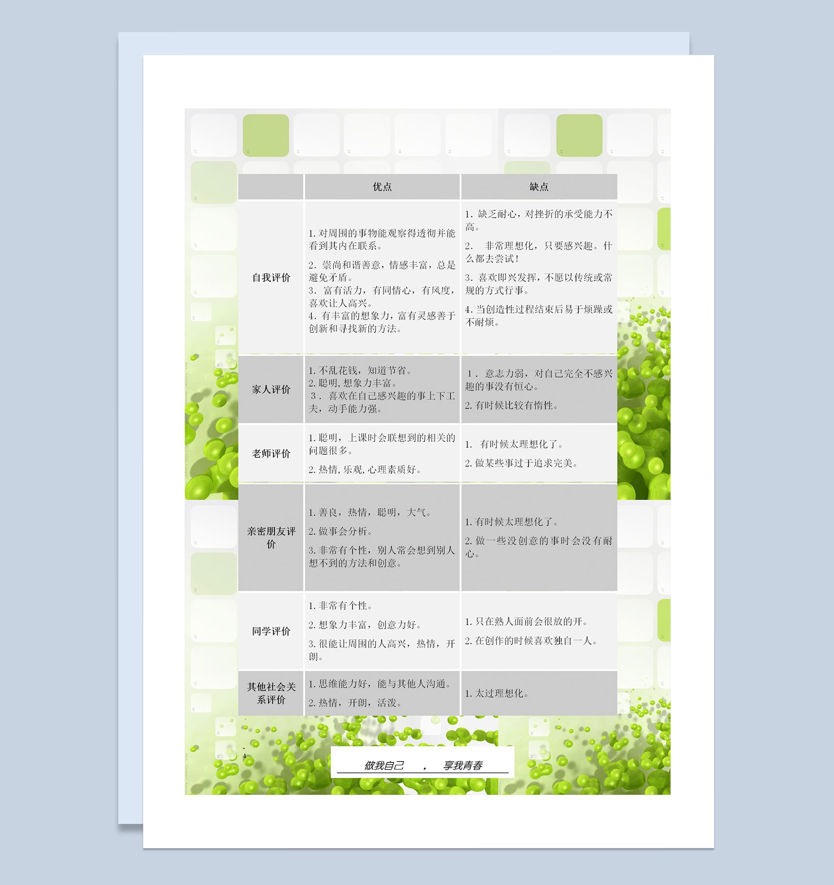 生物类专业大学生通用个人职业生涯规划书Word模板