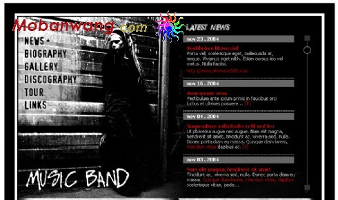 黑色个性乐队日志网页模板