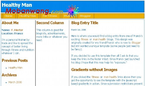三列BLOG信息网页模板