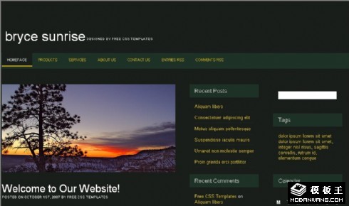 深绿色日落BLOG网页模板