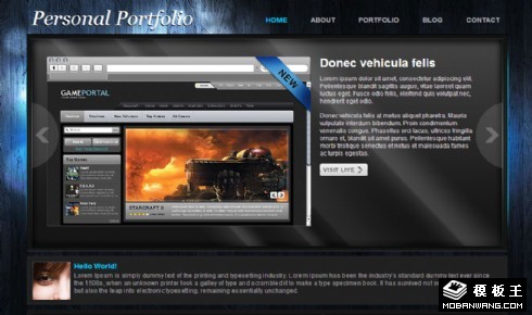 暗蓝木质背景介绍网页模板