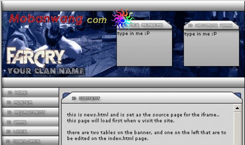 孤岛惊魂MOD游戏网页模板