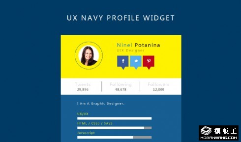 个人SNS名片组件响应式网页模板