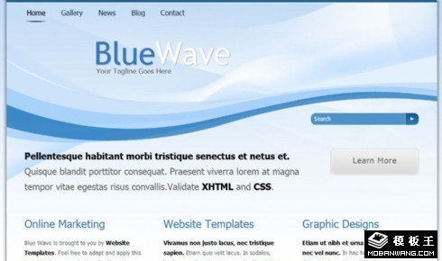 浅蓝波浪企业动态网页模板