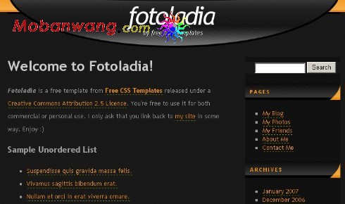 黑色动态博客网页模板