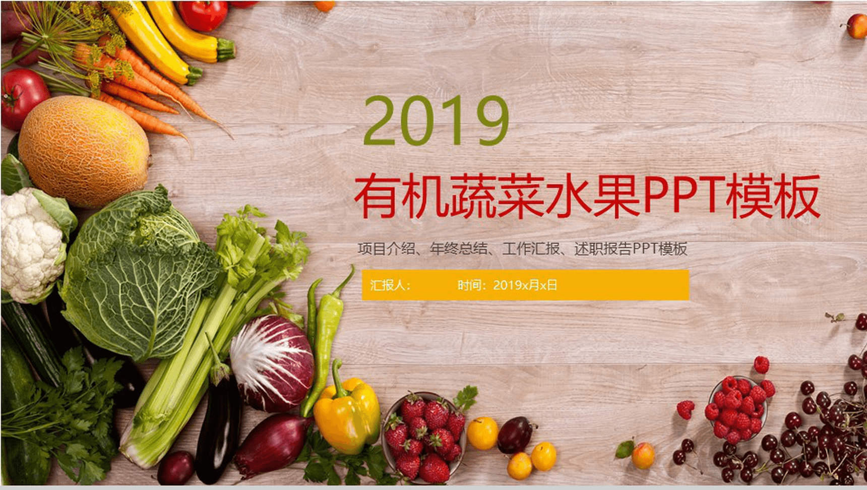 简洁蔬果美食项目策划宣传推广工作汇报PPT模板