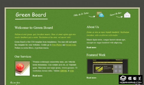 绿色公告板信息展示网页模板