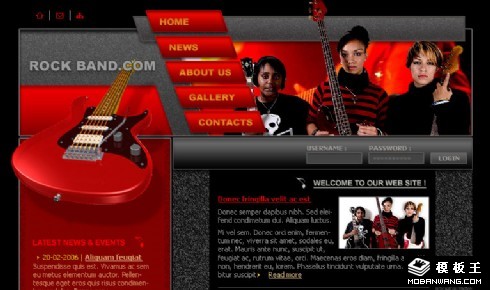 吉他女孩摇滚乐队网页模板