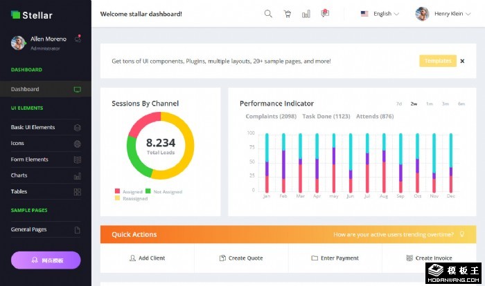 数据报告展示管理网站模板