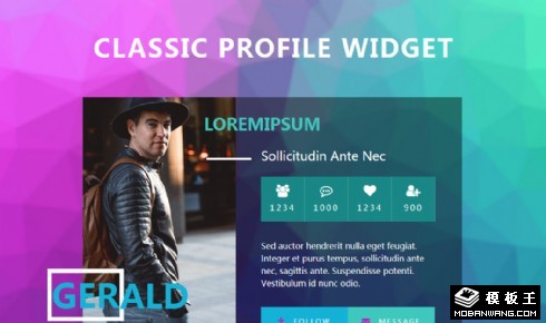 紫蓝个人中心组件响应式网页模板