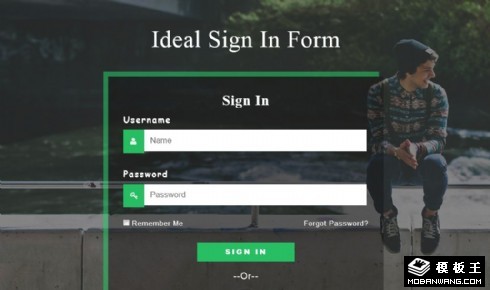 理想登录框响应式网页模板