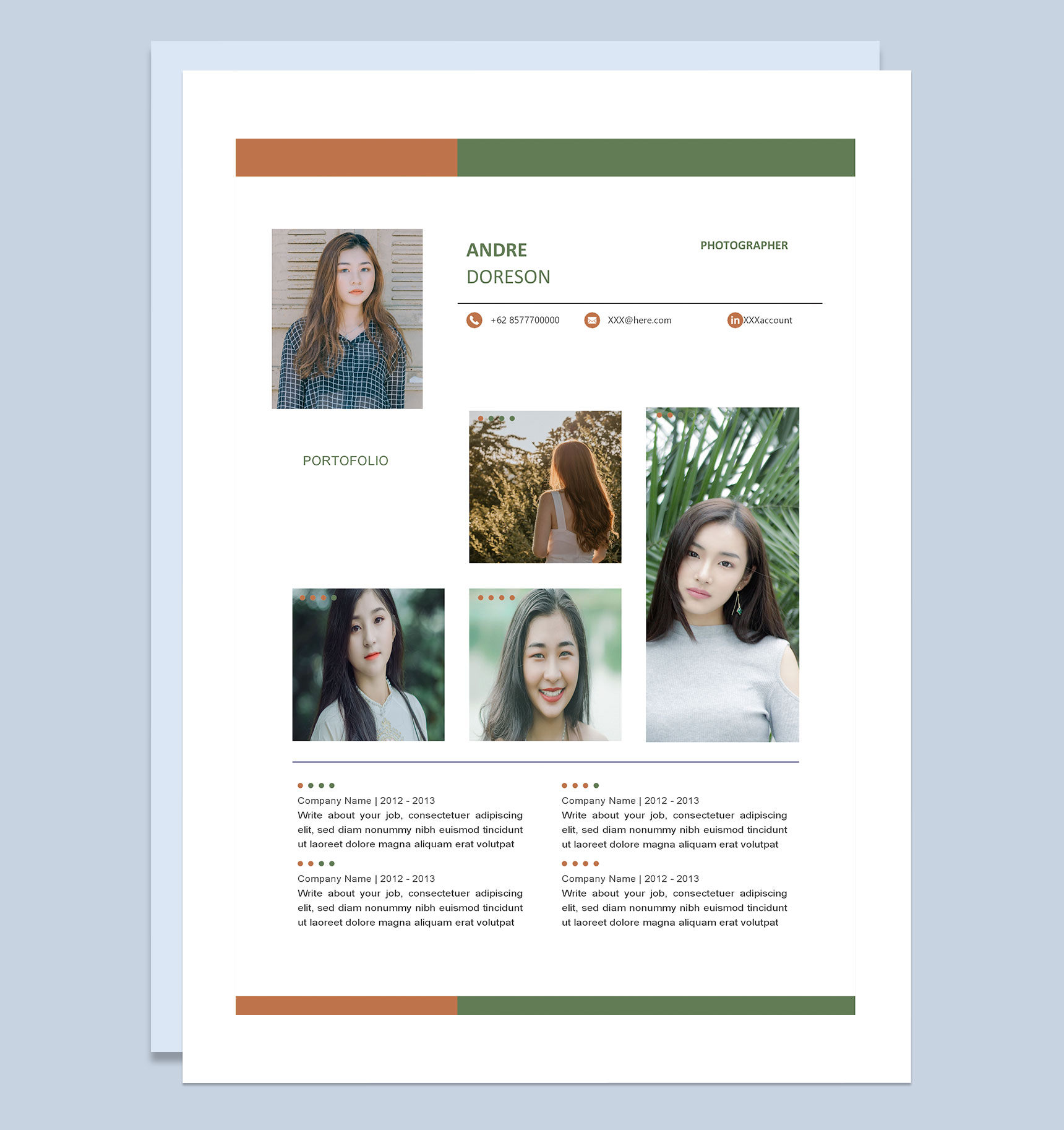 时尚创意摄影师求职通用简历英文简历Word模板