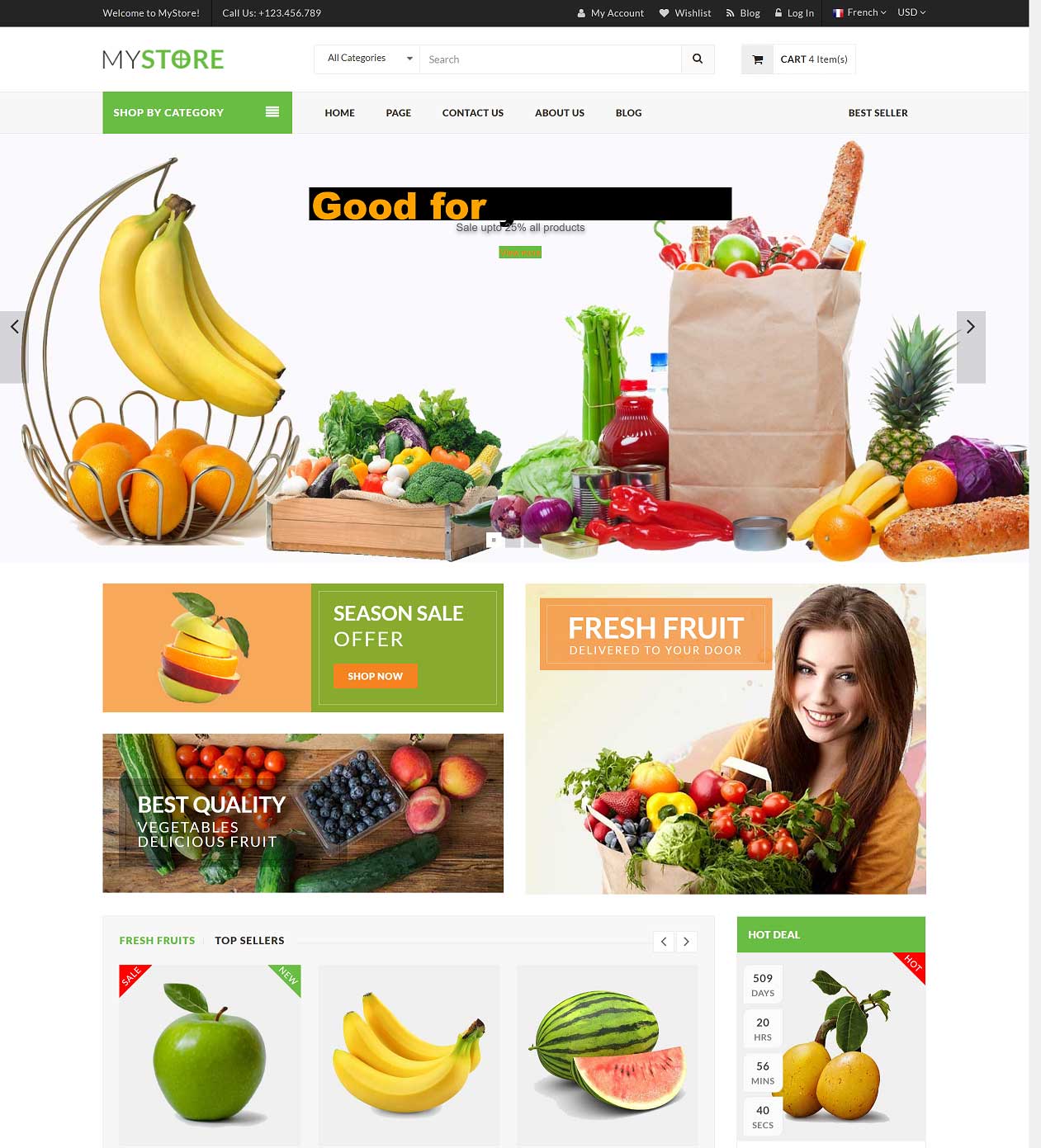 绿色的新鲜水果购物商城响应式模板