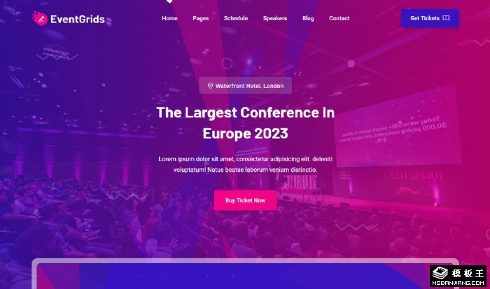 紫蓝商务会议活动网站模板