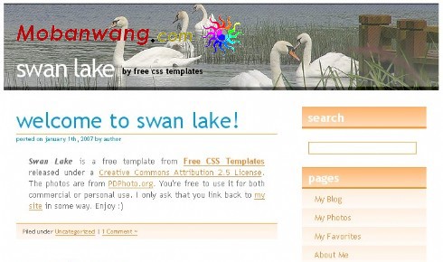 天鹅湖主题BLOG网页模板