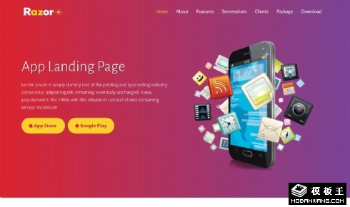 精彩APP安装介绍响应式网页模板